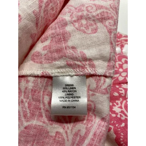 New Directions Dress Women Size 4 Pink Sleeveless Linen Knee‎ Skimming Weddings - Picture 11 of 14